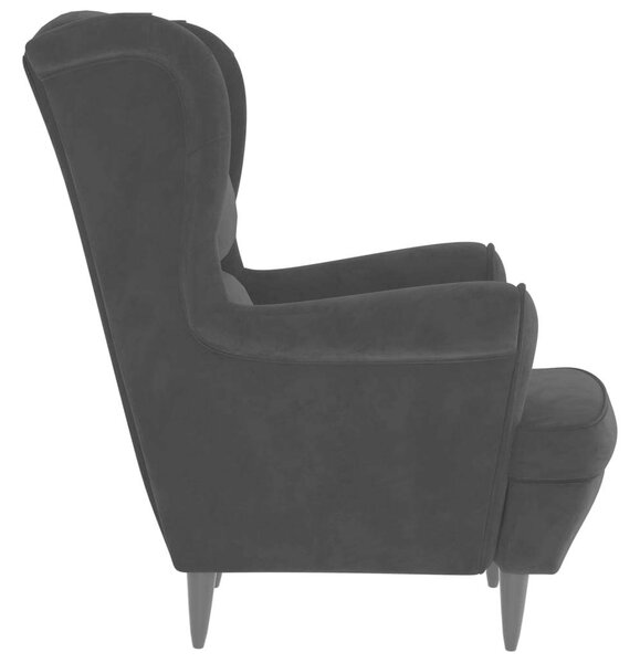 Elegáns Fekete Bársony Fotel - 78x90x96,5 cm