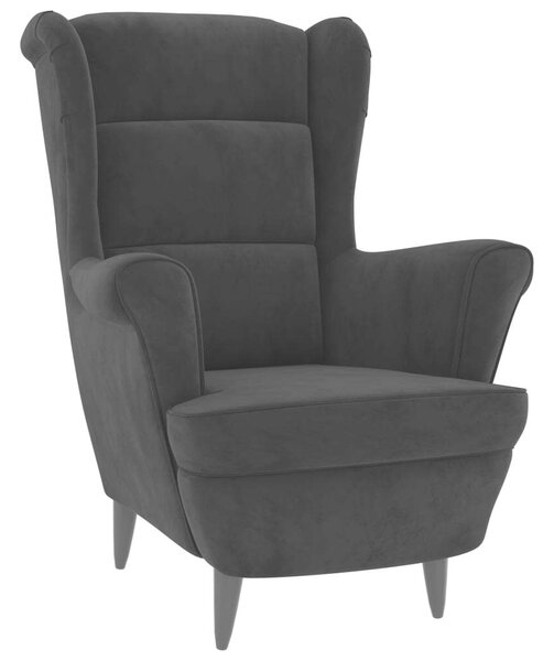 Elegáns Fekete Bársony Fotel - 78x90x96,5 cm