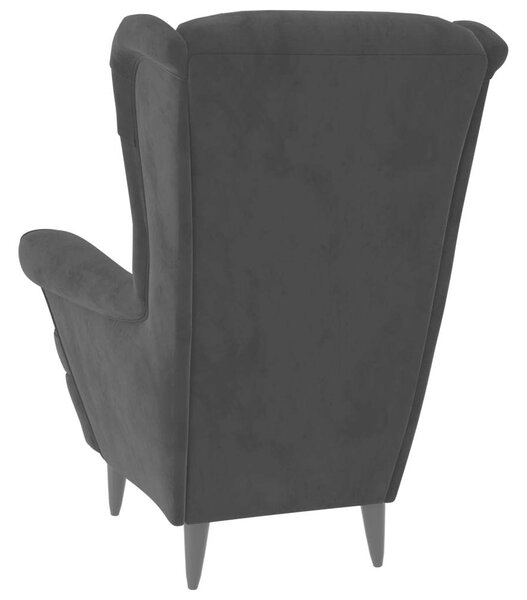 Elegáns Fekete Bársony Fotel - 78x90x96,5 cm