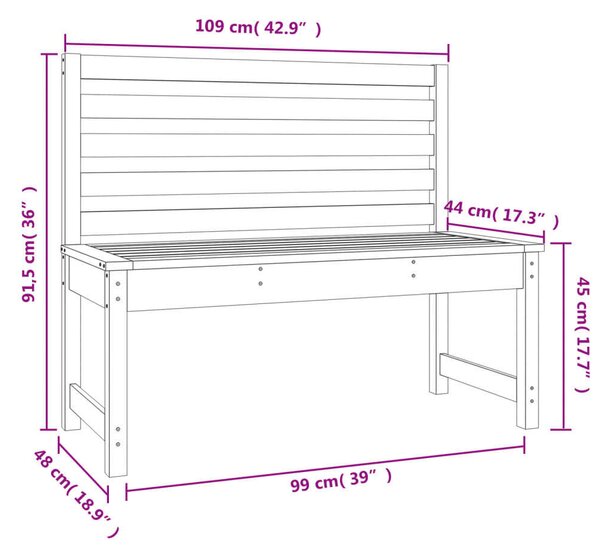 Tömör fenyőfa kerti pad 109 cm
