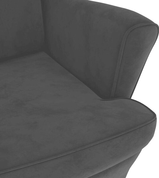 Elegáns Fekete Bársony Fotel - 78x90x96,5 cm