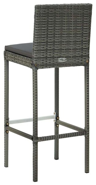 Polyrattan Kerti Bárszett - 5 részes - Szürke