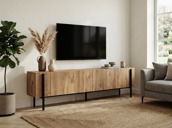 TV szekrény ZENORI 180 cm, atlanti fenyő/fekete