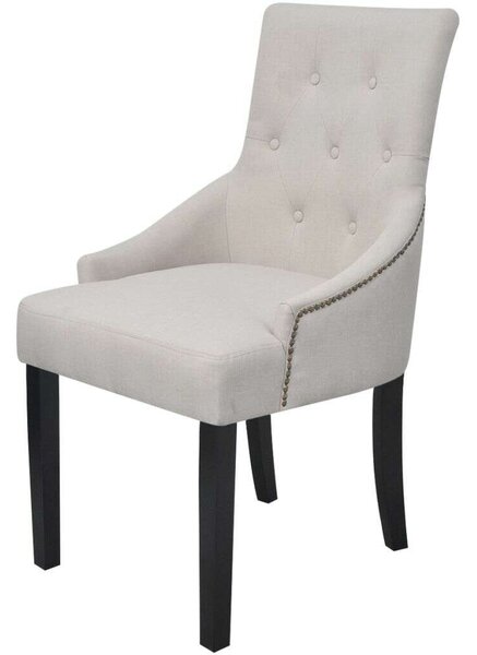 Elegáns Szövet Étkezőszék - Szürke Krém - 4 db