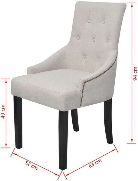 Elegáns Szövet Étkezőszék - Szürke Krém - 4 db