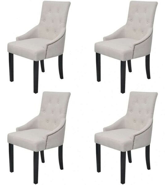 Elegáns Szövet Étkezőszék - Szürke Krém - 4 db