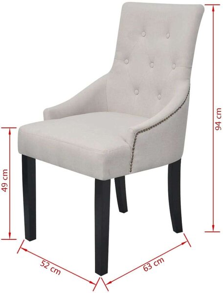 Elegáns Szövet Étkezőszék - Szürke Krém - 4 db
