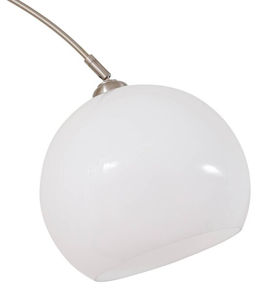 Lindby ív világítás Alverton, fehér/nikkel, üveg, 197 cm, Fehér / opál, Nappali / Étkező, fém, Modern