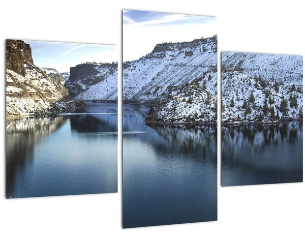 Kép - téli táj tóval (90x60 cm)
