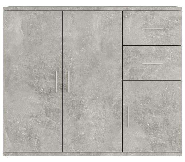 Modern Beton Szürke Tálalószekrény - Fa - 91x29,5x75 cm