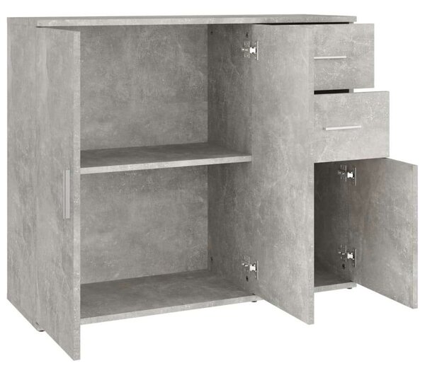 Modern Beton Szürke Tálalószekrény - Fa - 91x29,5x75 cm