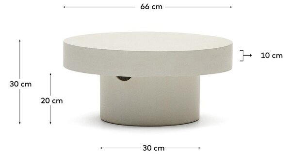 Beton kerek kerti dohányzóasztal ø 66 cm Aiguablava – Kave Home