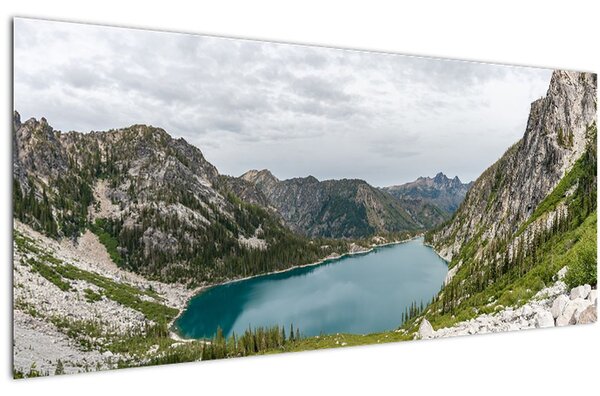A hegyekben lévő tó képe (120x50 cm)