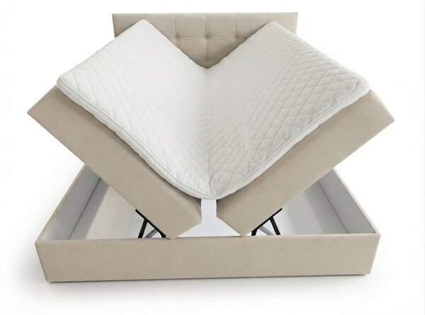 Kárpitozott boxspring ágy DIRELIS TRINITY 140x200 cm bézs Matrac: Bonell rugós matrac