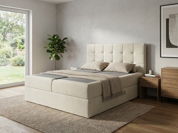 Kárpitozott boxspring ágy DIRELIS VIBE 140x200 cm krém Matrac: Bonell rugós matrac