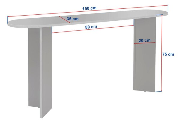Konzolasztal lekerekített élekkel ZAVERO, fekete