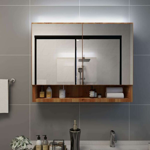 Home-Lux LED Tükör Szekrény - Tölgyfa - 80cm