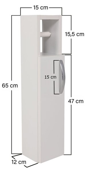 Fürdőszobai szekrény WC fölé LUMERO, fehér