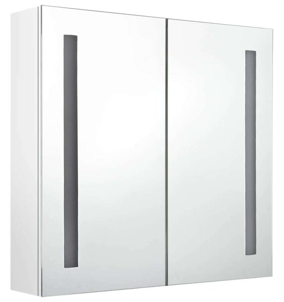 VidaXL fényes fehér LED-es tükrös fürdőszobaszekrény 62 x 14 x 60 cm