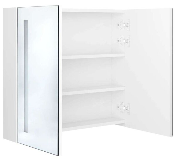 VidaXL fényes fehér LED-es tükrös fürdőszobaszekrény 62 x 14 x 60 cm