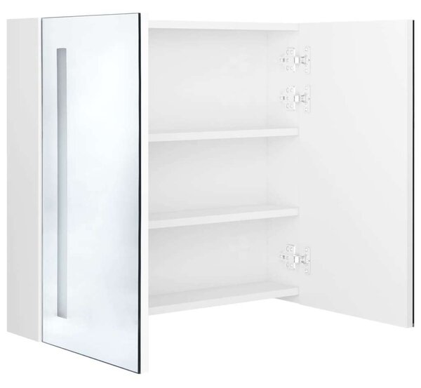 VidaXL fényes fehér LED-es tükrös fürdőszobaszekrény 62 x 14 x 60 cm