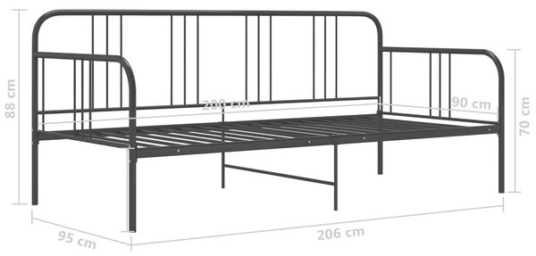 MetalLine - Fekete Fém Kanapéágy - 90x200 cm