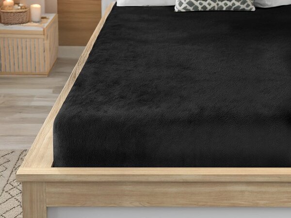 Fekete mikroplüss lepedő 90x200 cm