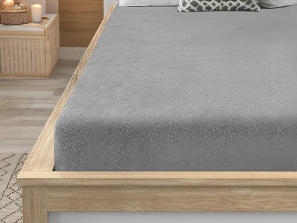 SOFT világosszürke mikroplüss lepedő 90x200 cm
