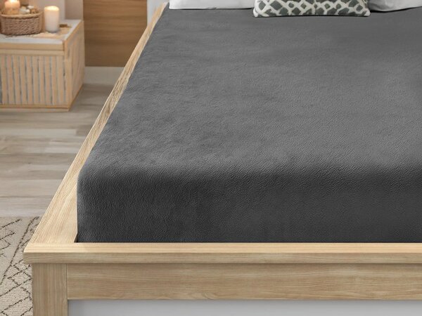 SOFT sötétszürke mikroplüss lepedő 90x200 cm
