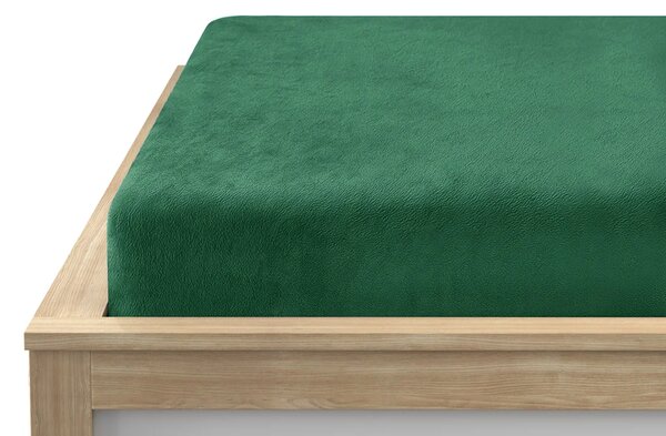 SOFT mikroplüss lepedő 90x200 cm sötétzöld