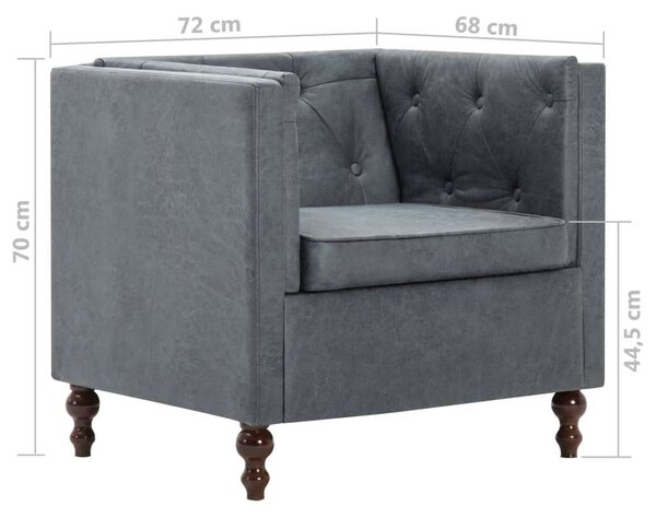 Chesterfield Szürke Szövetfotel - 70x72x68 cm