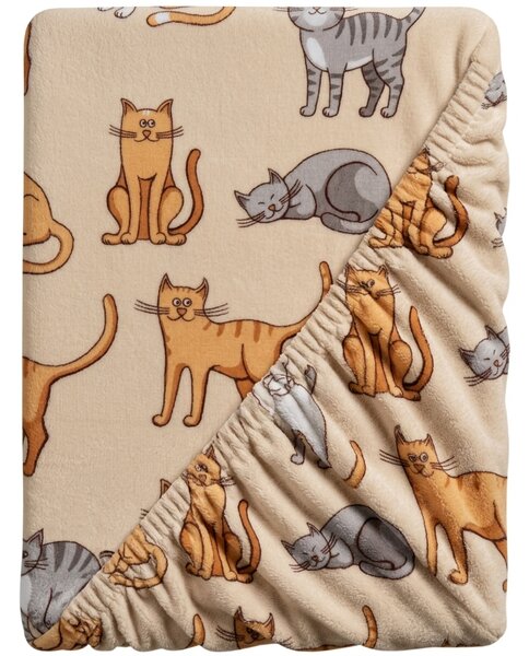Mikroplüss lepedő COLORED CATS 90x200 cm krémszínű