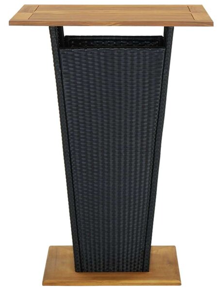 VidaXL 5 részes fekete polyrattan kerti bárszett párnákkal