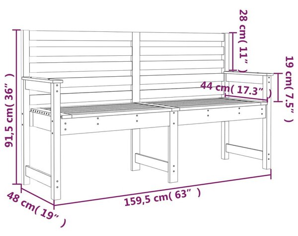 Fenyőfa Kerti Pad - 160x48x91,5 cm