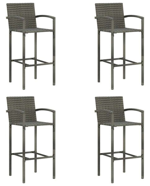 Polyrattan Bárszék - Szürke - 4 db