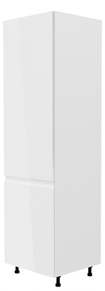KONDELA Hűtő beépítő szekrény, fehér/fehér extra magasfényű, balos, AURORA D60ZL