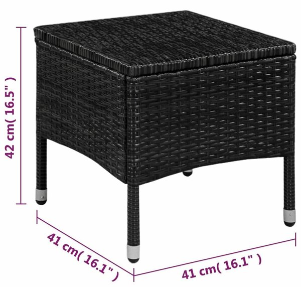 Polyrattan Bisztrószett - 2 Szék + Asztal - Fekete