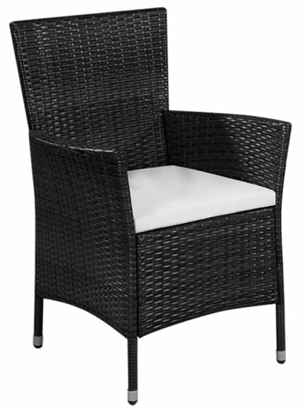 Polyrattan Bisztrószett - 2 Szék + Asztal - Fekete