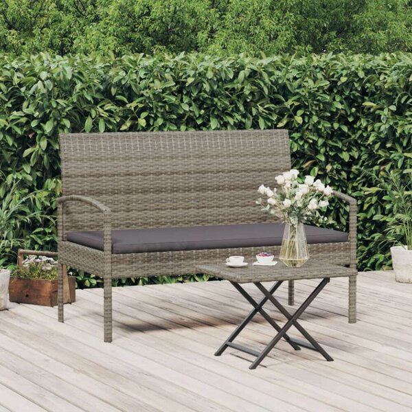 Polyrattan Kerti Pad - Szürke - 105 cm
