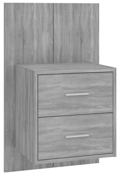 Modern Ágyfejtámla Éjjeliszekrényekkel - Sonoma Szürke - 160cm