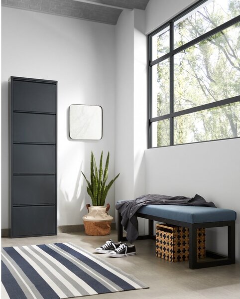 Antracitszürke fém billenő ajtós cipőtartó 50x169x15 cm Ode – Kave Home