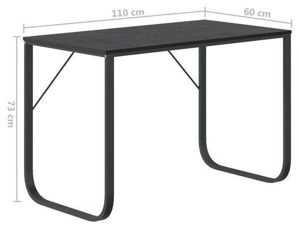 Fekete forgácslap számítógépasztal 110 x 60 x 73 cm