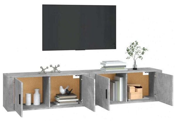 Modern Falra Szerelhető TV Szekrény - Beton Szürke - 2 db - 200cm