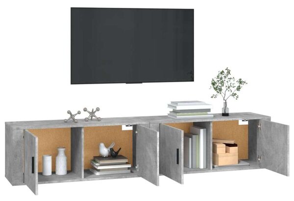 Modern Falra Szerelhető TV Szekrény - Beton Szürke - 2 db - 200cm