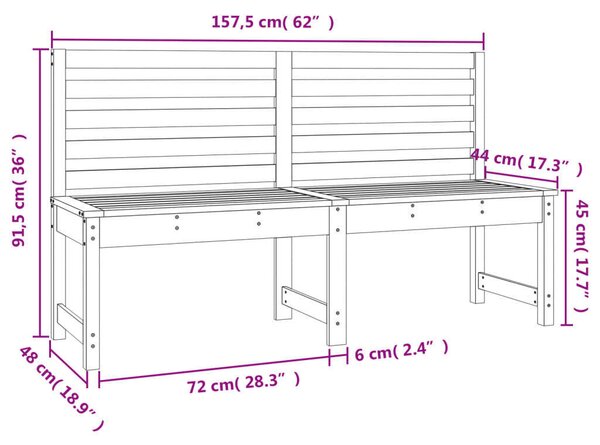 Vidék - Fehér Fenyőfa Kerti Pad - 157,5 cm