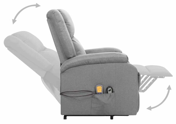 RelaxComfort Masszázsfotel - Felállást Segítő - Világosszürke