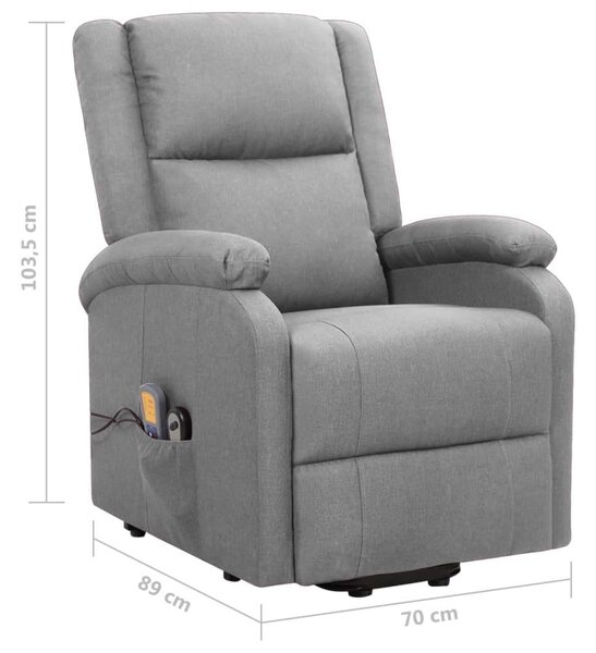 RelaxComfort Masszázsfotel - Felállást Segítő - Világosszürke