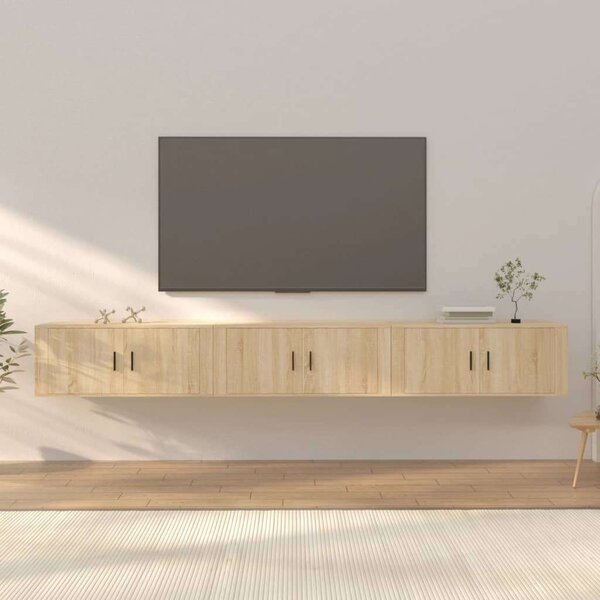 3 db sonoma-tölgyszínű fali tv-szekrény 100 x 34,5 x 40 cm
