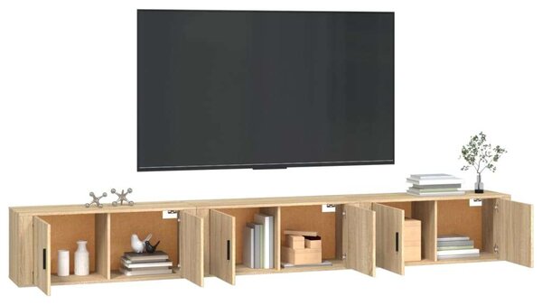 3 db sonoma-tölgyszínű fali tv-szekrény 100 x 34,5 x 40 cm
