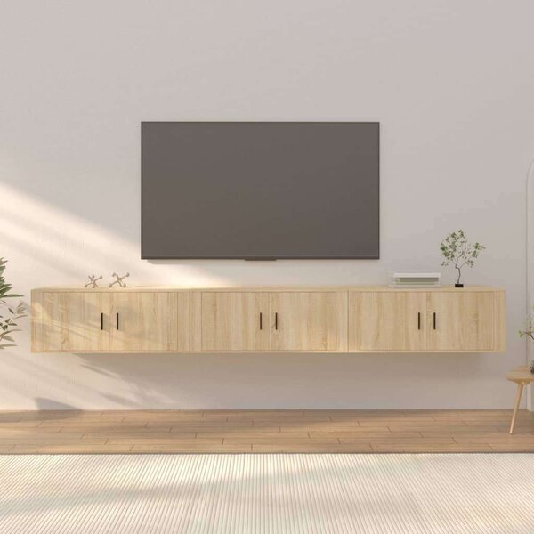 3 db sonoma-tölgyszínű fali tv-szekrény 100 x 34,5 x 40 cm